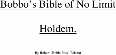 Product picture Bobbos Bible- Bobbo Fito Top Poker Coaching Guide (PDF)